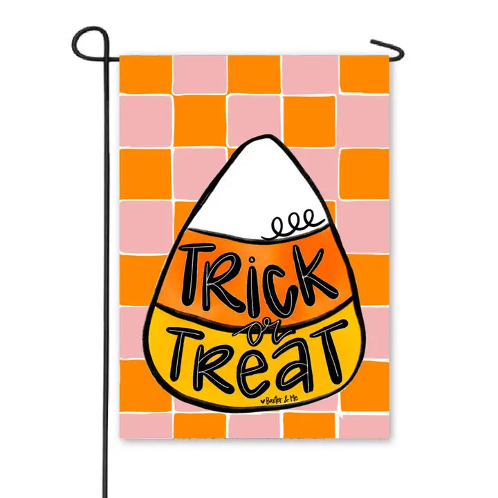 Baxter & Me Trick or Treat Candy Corn Garden Flag