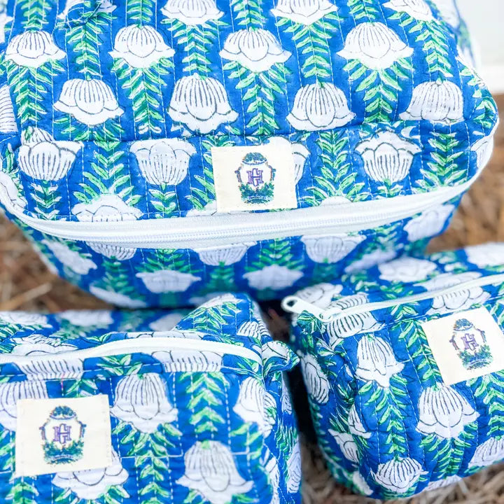 Heart of Grace Blue Skies Quilted Cosmetic Bags-Set of 3