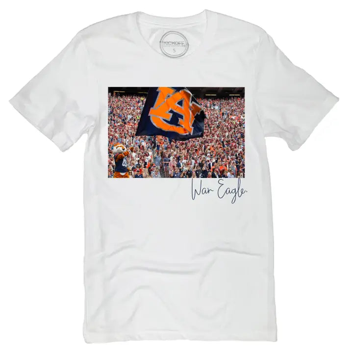 Stadium Short Sleeve T-Shirt in White - Ncaa Licensed-Auburn University