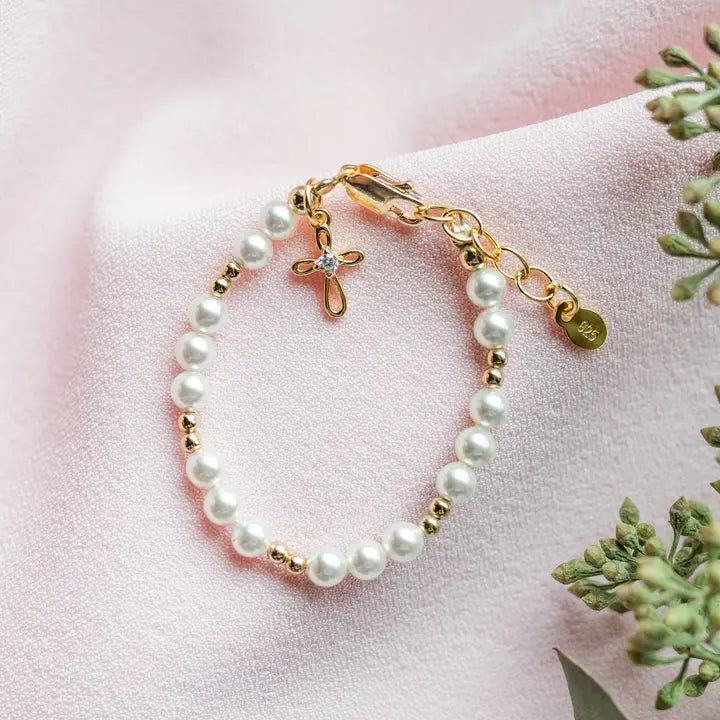 Cherished Moments 14K Gold-Plated Baby Cross Bracelet - Baptism Communion Gift