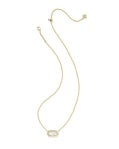 KENDRA SCOTT ELISA BEZEL SHORT PENDANT NECKLACE GOLD IVORY MOTHER OF PEARL