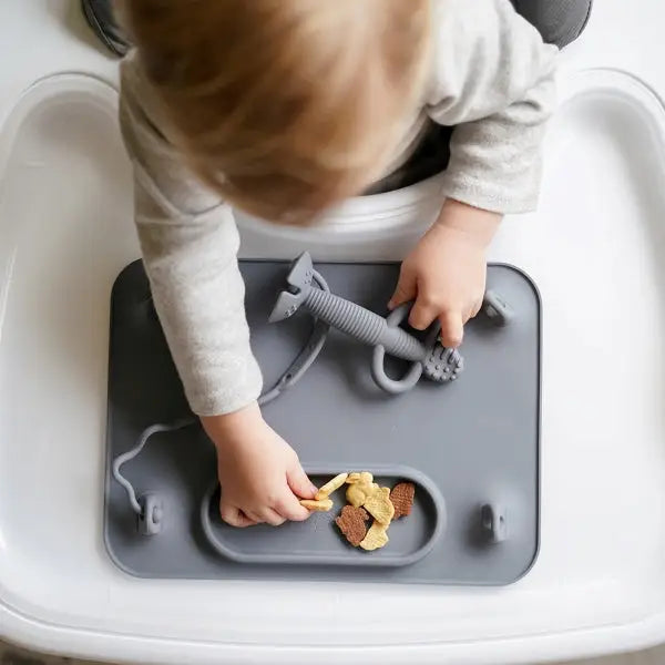 Busy Baby Silicone Placemat - 4 Tether Version- Pewter