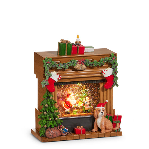 RAZ Imports 9" SANTA LIGHTED WATER FIREPLACE