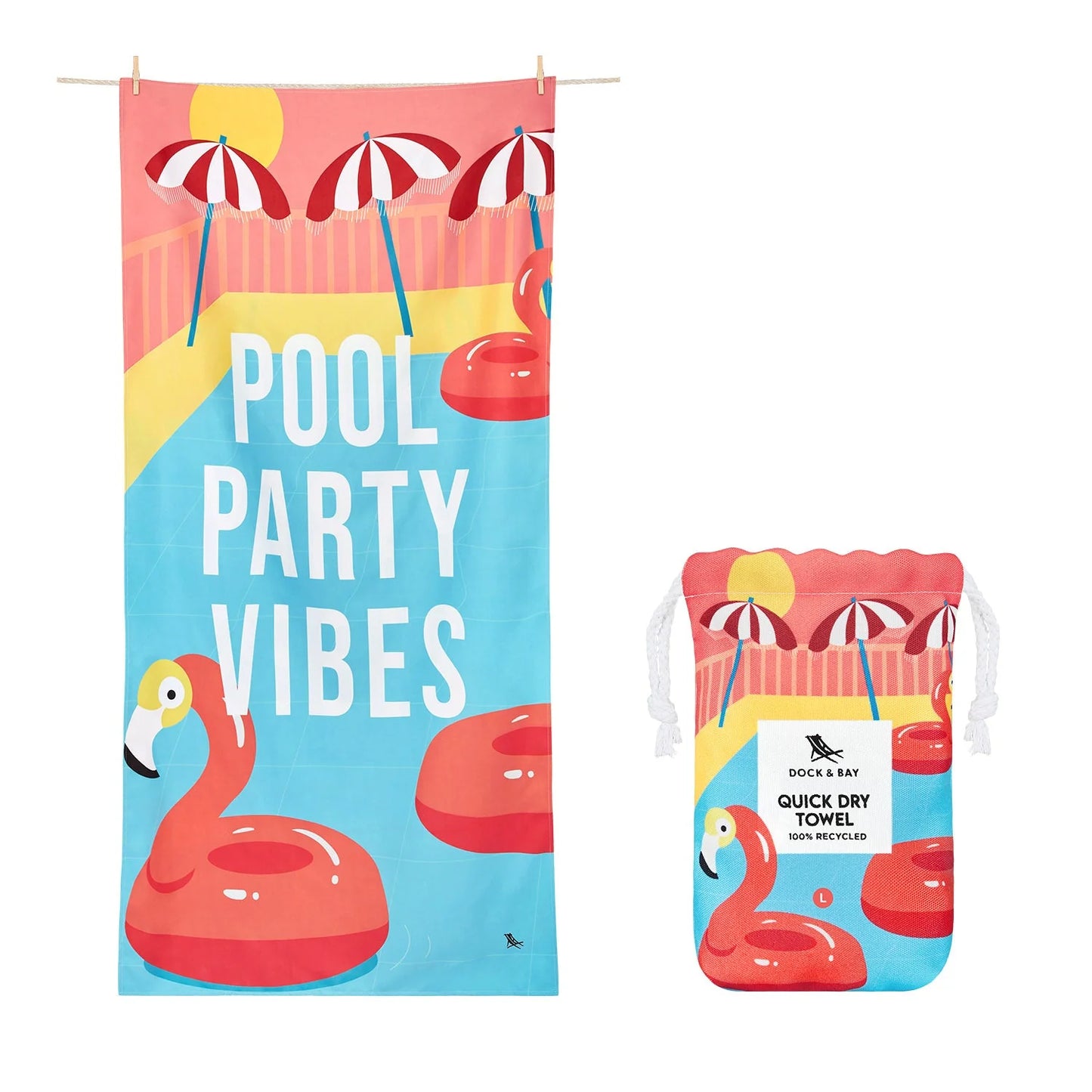 Dock & Bay Quick Dry Towels - Pool Party Vibes - GRS Certified-XL