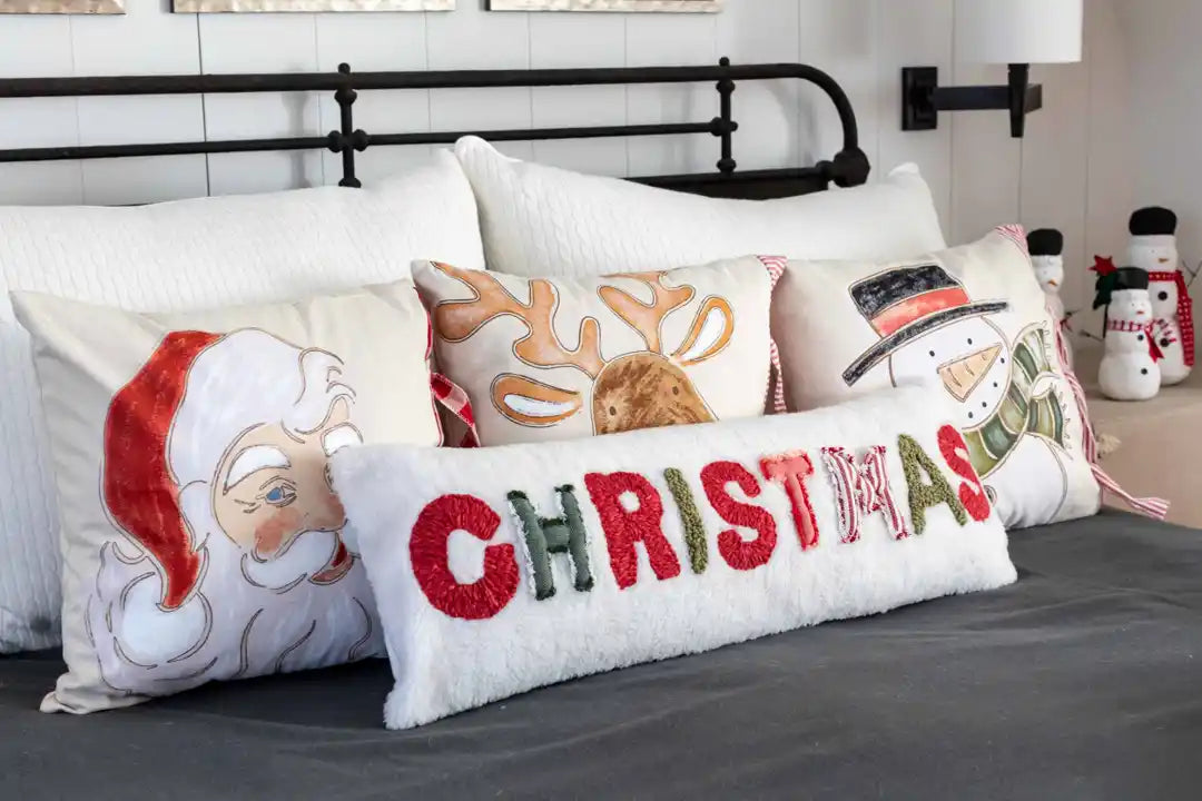 MUD PIE CHRISTMAS FUZZY FABRIC PILLOW