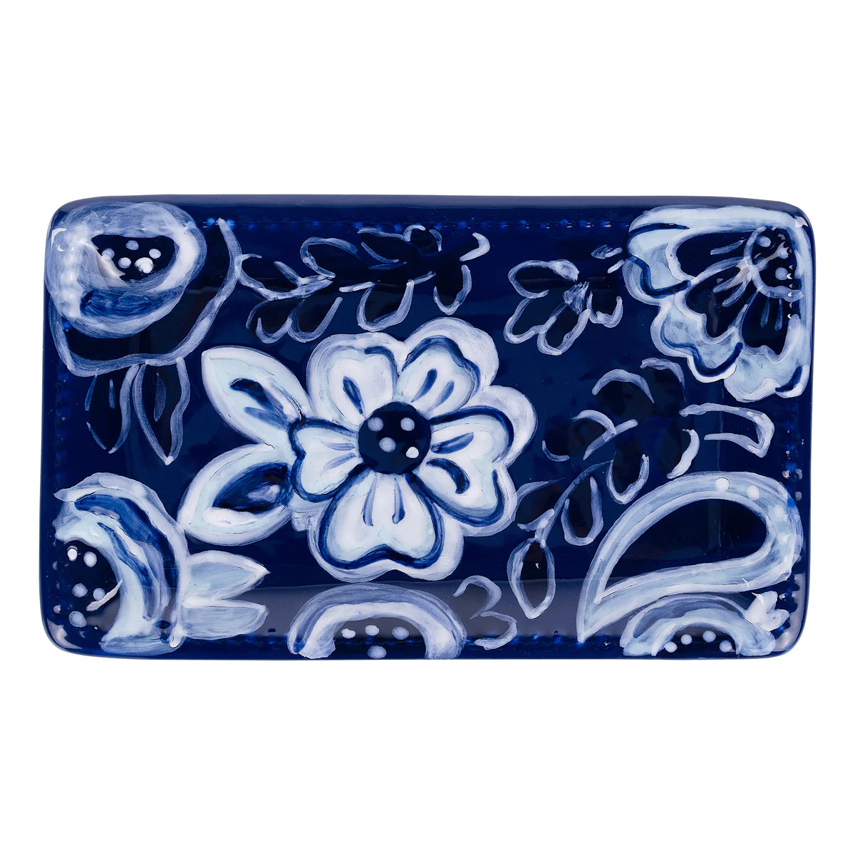 Glory Haus Blue & White Flower Trinket Tray