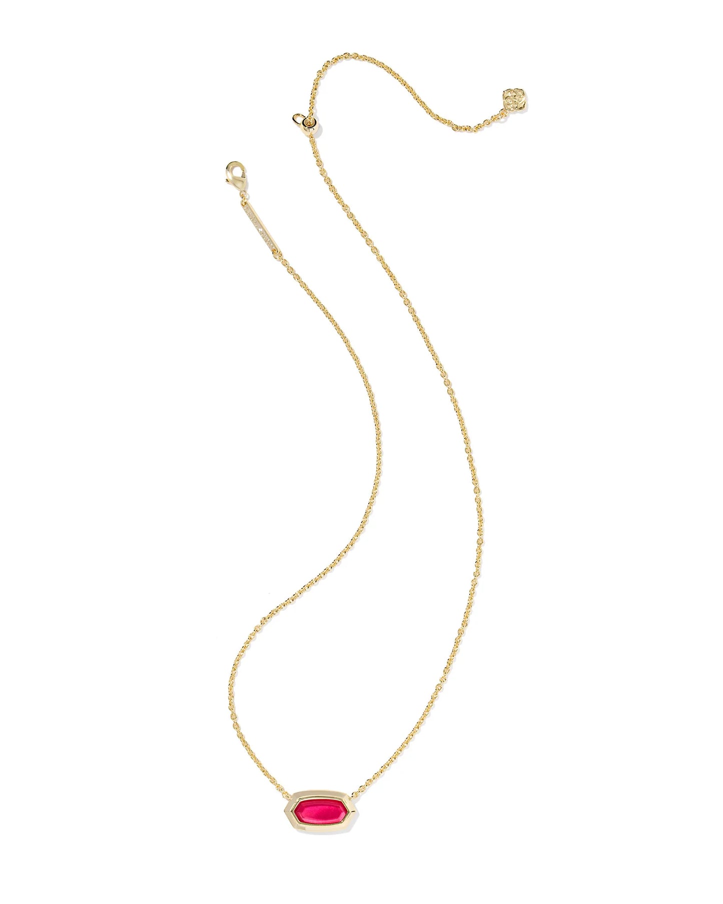 KENDRA SCOTT ELISA BEZEL SHORT PENDANT NECKLACE GOLD CARMINE RED ILLUSION