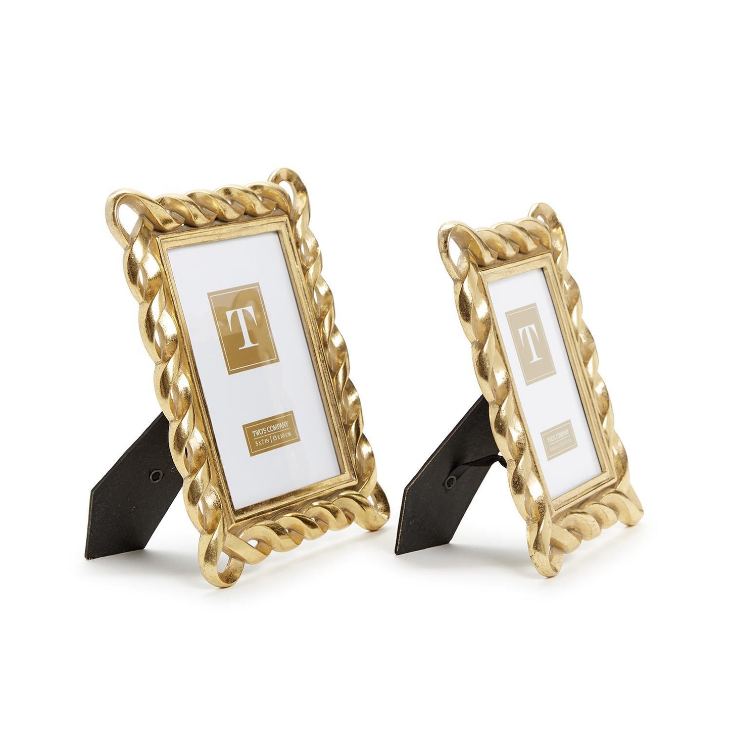 TWO'S COMPANY GOLD RIBBON PHOTO FRAME