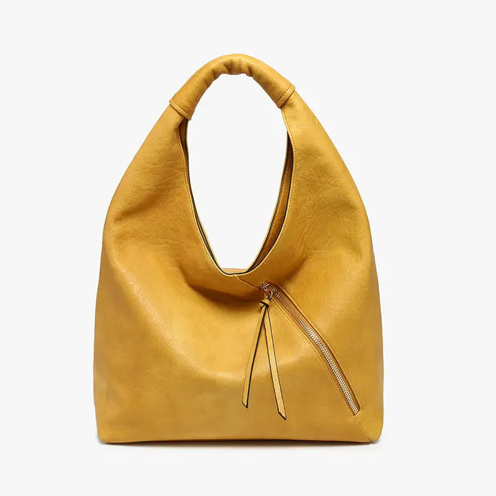 Jen & Co Kat Distressed Hobo Bag-Mustard