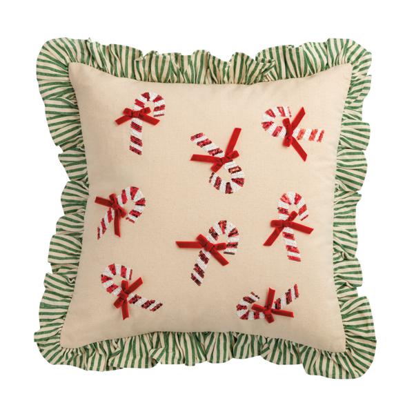 MUD PIE CANDY CANE CHRISTMAS SEQUIN PILLOW