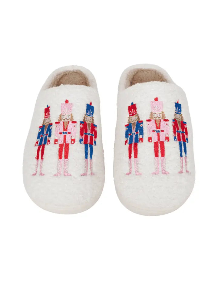 Katydid Nutcrackers Christmas Holiday Sherpa Slippers