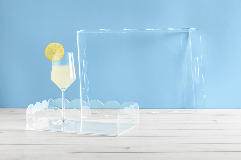 MUD PIE LUCITE SCALLOPED TRAYS