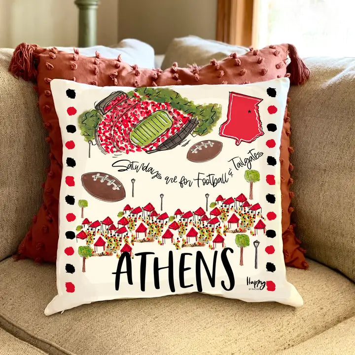 Happy By Rachel Athens Double Sided Pillow Gameday shopflowersplus