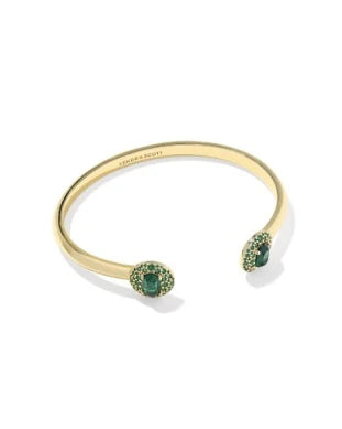 KENDRA SCOTT BELLA CUFF BRACELET GOLD DARK GREEN CRYSTAL S/M
