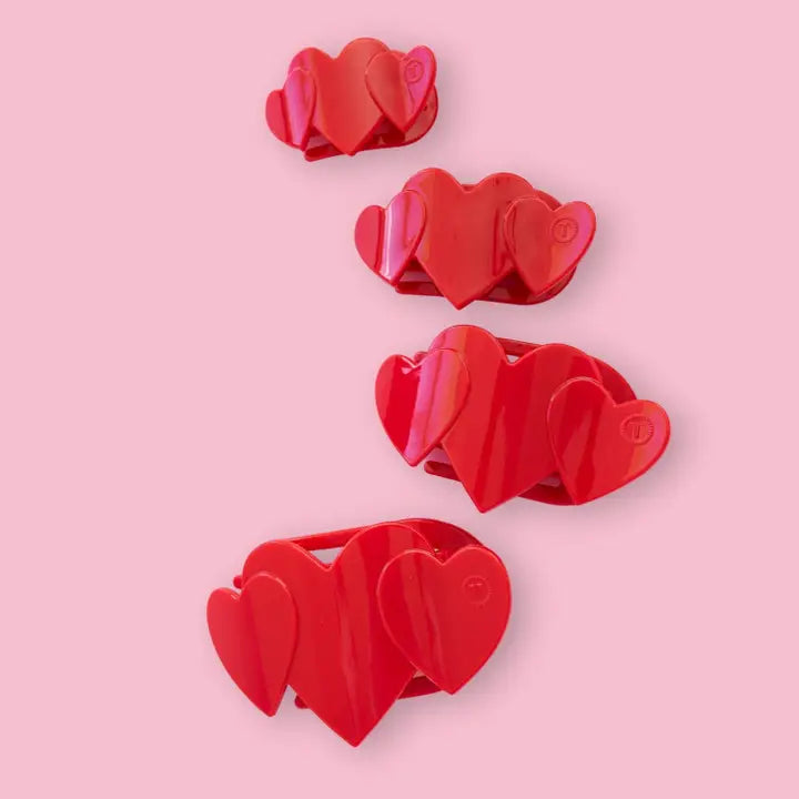 Teleties Flat Hair Clip | Small | Red Heart To Heart