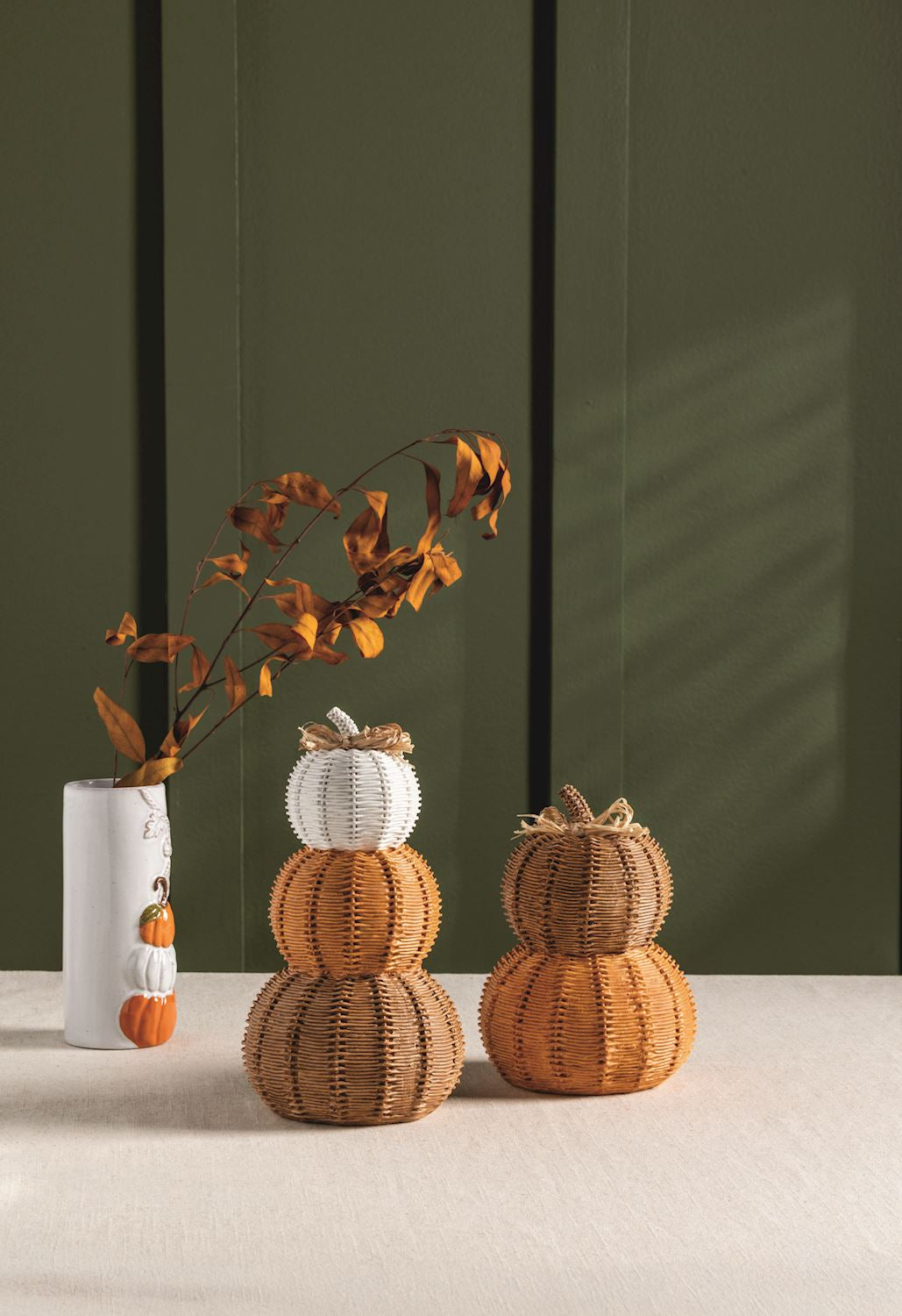 MUD PIE DOUBLE WOVEN RESIN PUMPKIN