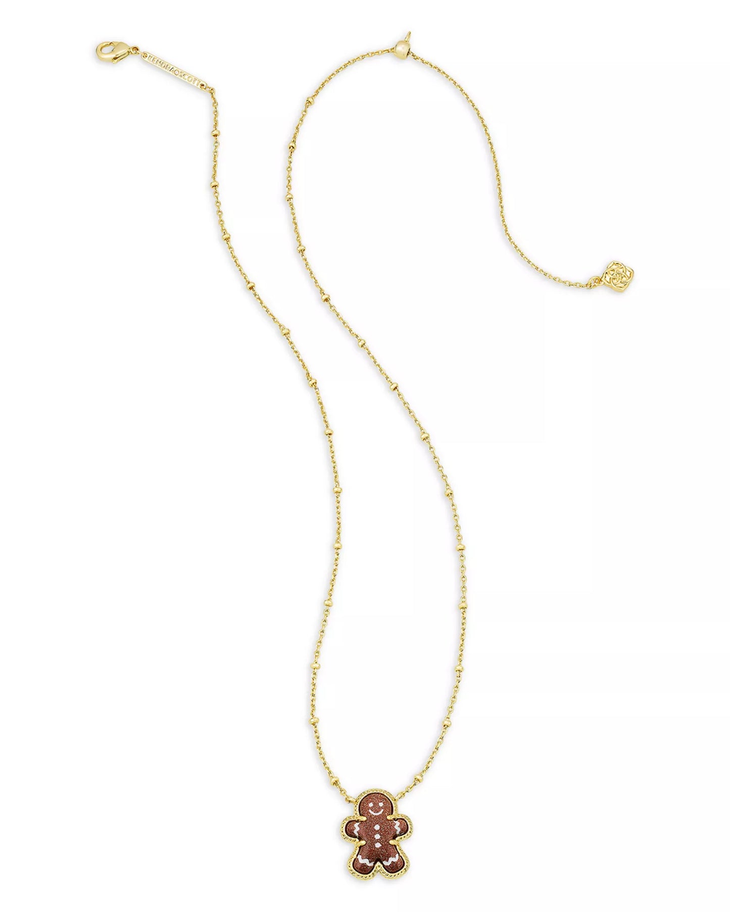 KENDRA SCOTT GINGERBREAD SHORT PENDANT NECKLACE GOLD BROWN GOLDSTONE