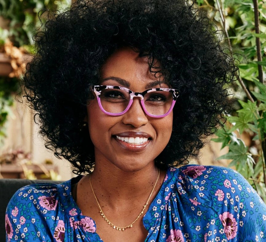 Peepers Faye (Blue Light)-Black Marble/Pink-+2.00