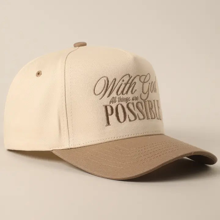 With God All Possible Embroidery Baseball Cap