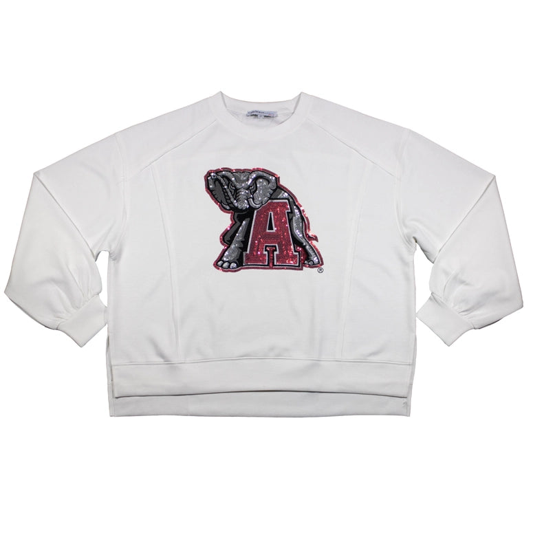 Capri Designs Long Sleeve Sequin Tee-University of Alabama