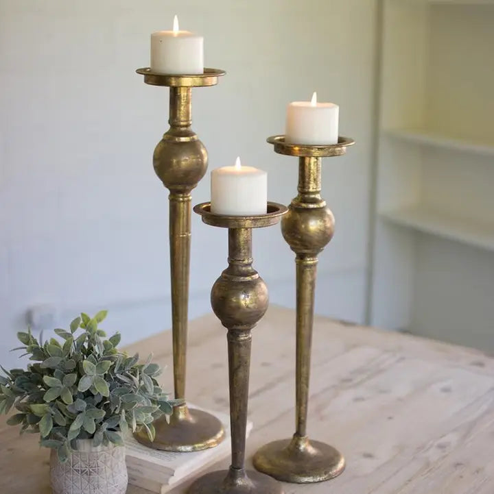 Kalalou Antique Brass Finish Candle Stands