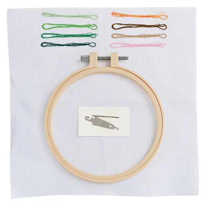 Simply Make Cross Stitch Hoop Embroidery Kit, Indoor Garden