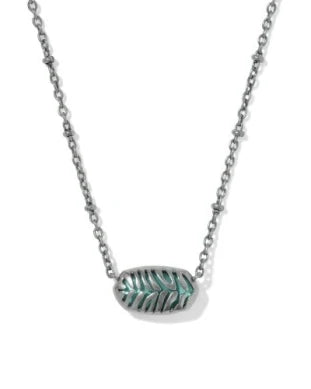 KENDRA SCOTT TIGER STRIPED ELISA SHORT PENDANT NECKLACE VINTAGE SILVER BLUE MARBLE