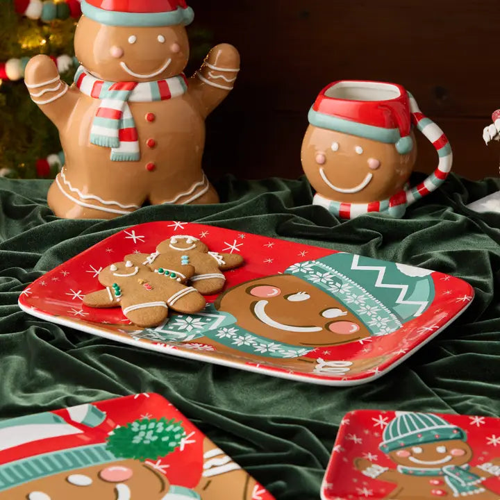 Certified International Christmas Whimsy Gingerbread Rectangular Platter 14in X 10in