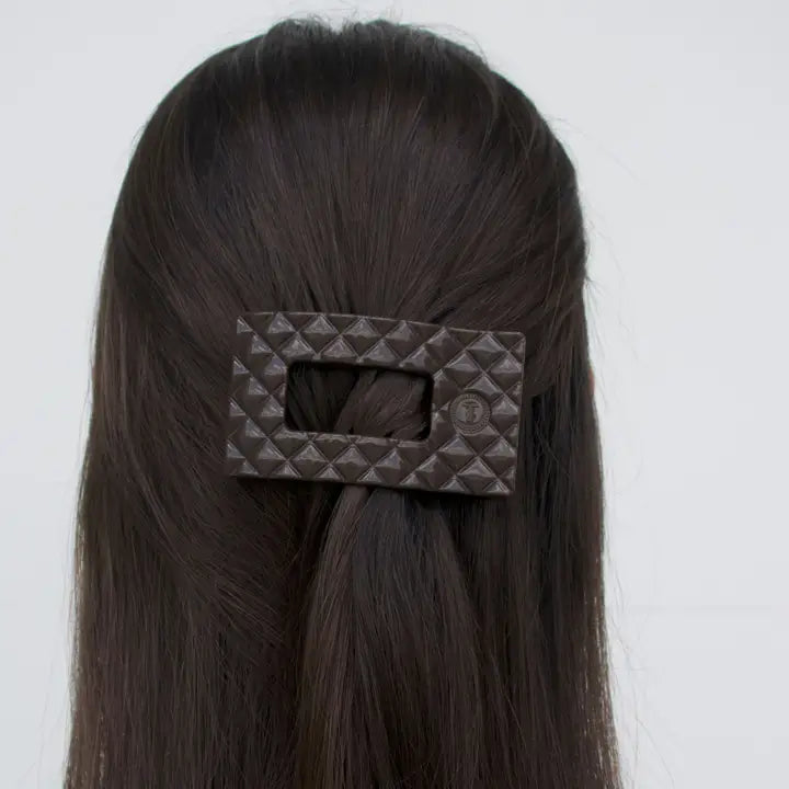 Teleties Flat Rectangle Hair Clip | Small | Truly Taupe Quilted