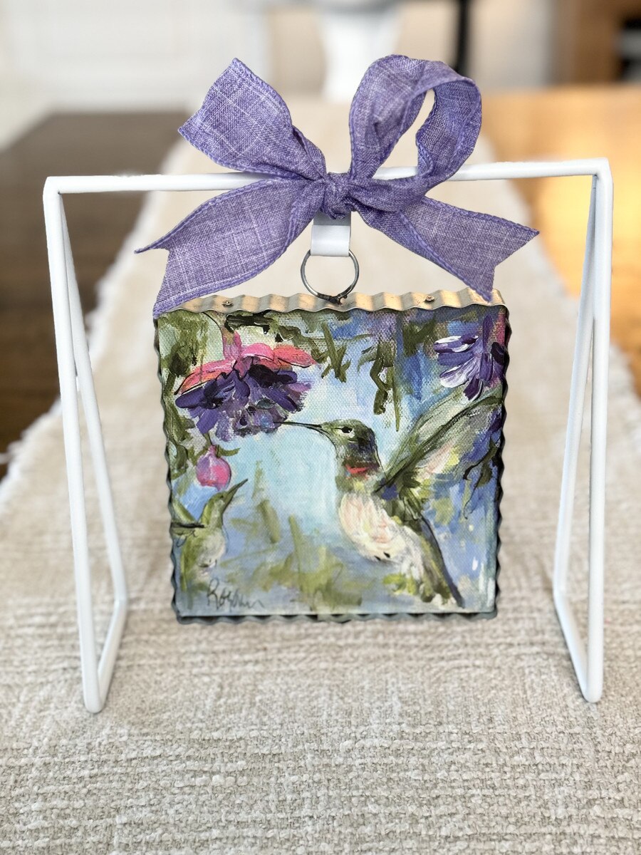 The Round Top Collection Mini Art Hummingbird & Fucia