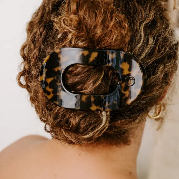 Teleties Round Flat Hair Clip | Large | Tortoise