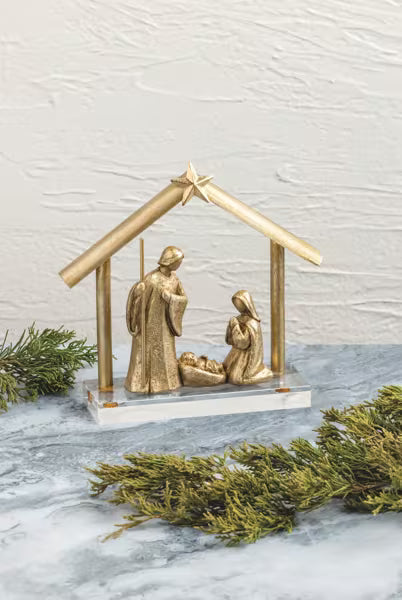 MUD PIE GOLD RESIN NATIVITY DISPLAY