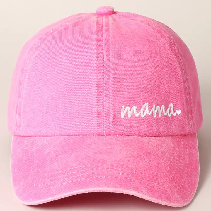 Mama Letters Embroidered Baseball Cap-HOT PINK