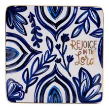 Glory Haus Rejoice in the Lord Blue Trinket Tray
