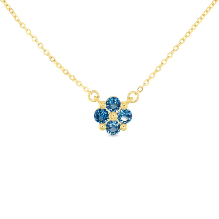 Amanda Blu Gold Cz Blue Clover Necklace