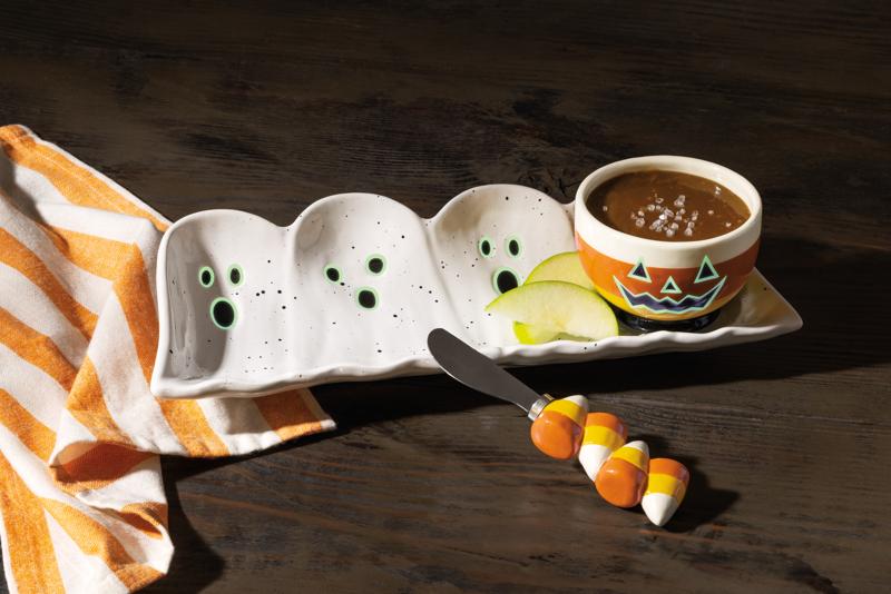 MUD PIE GHOST GLOW TIDBIT AND TRAY SET