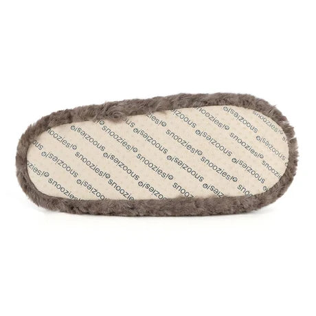 Snoozies! Womens Teddy Bear Faux Fur Slipper With Memory Foam Sole Dark Grey