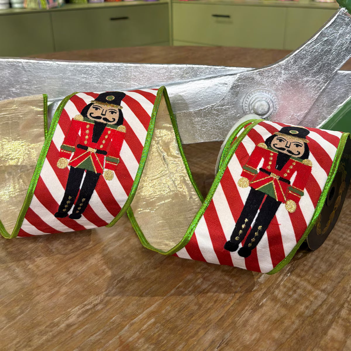 John Mark Enterprises Nutcracker Print Metallic Dupion Back-4x10yd