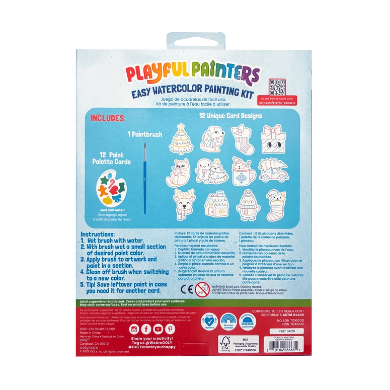 Ooly Playful Painters Easy Watercolor Painting Kit - Merry & Bright