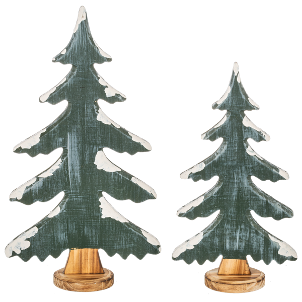 Ganz Green Tree Decor with Snow Accent