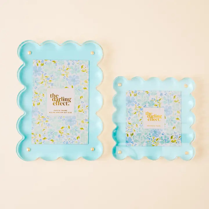 The Darling Effect Rectangle Scalloped Acrylic Frame-Blue