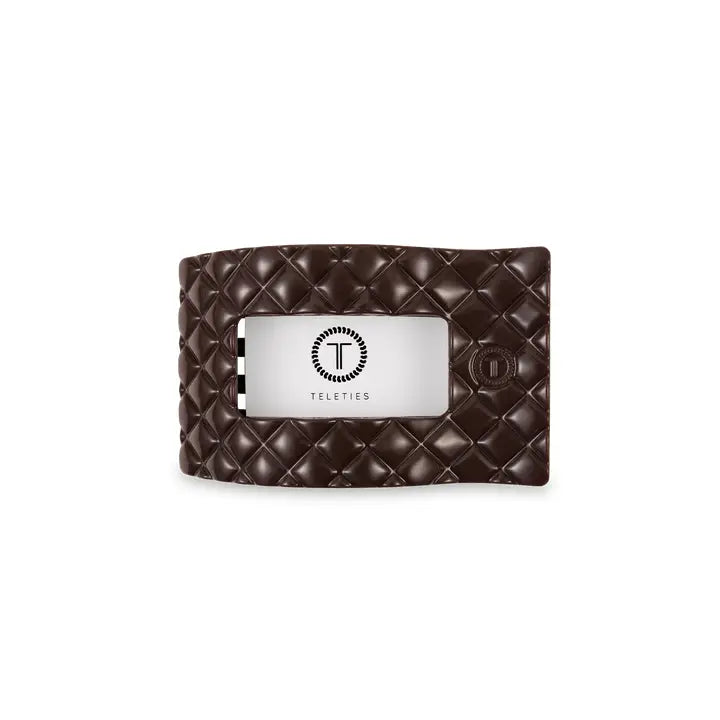 Teleties Flat Rectangle Hair Clip | Small | Truly Taupe Quilted
