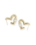 KENDRA SCOTT EMERY HEART HOOP EARRINGS GOLD WHITE CZ