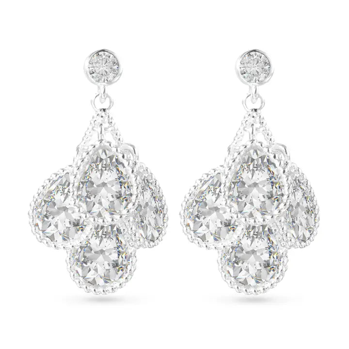 Amanda Blu Silver Teardrop Cluster Earrings - Silver