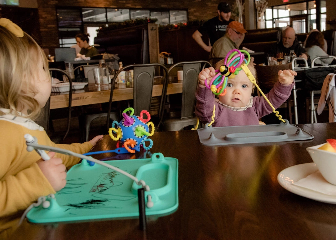 Busy Baby Silicone Placemat - 4 Tether Version- Pewter