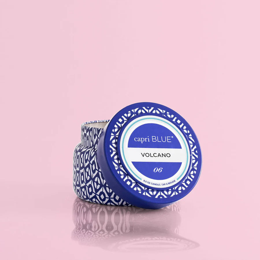 capri BLUE Volcano Printed Travel Tin Candle, 8.5 oz