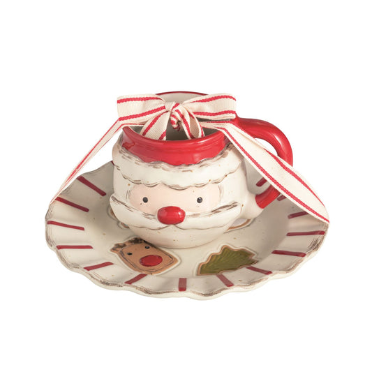 MUD PIE ICON COOKIE PLATE & SANTA MUG SET