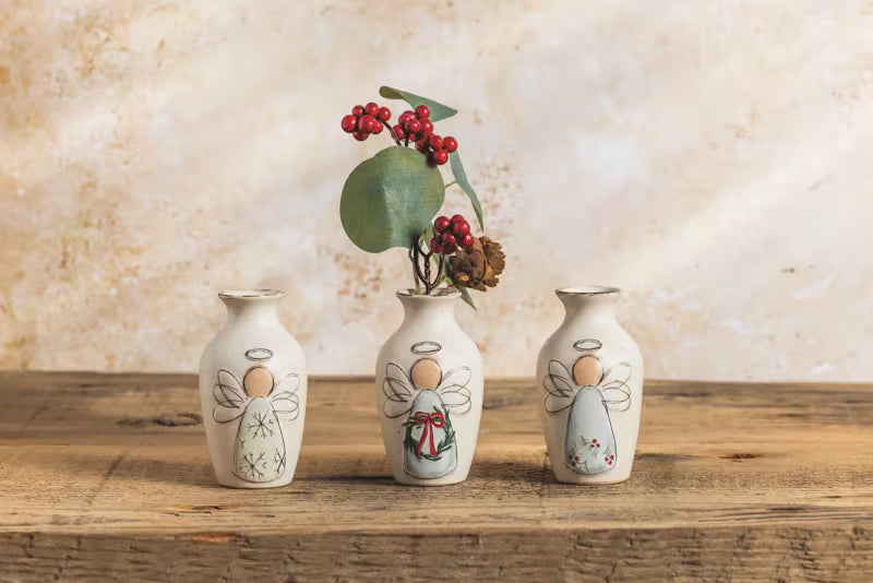 MUD PIE SNOWFLAKE ANGEL BUD VASE
