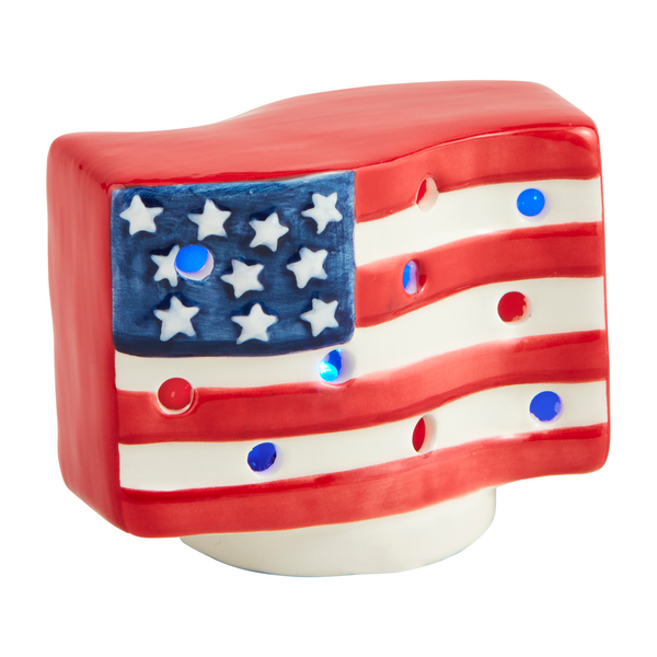 MUD PIE AMERICAN FLAG LIGHT-UP SITTER