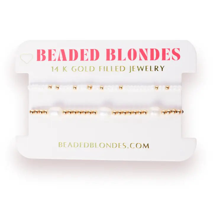 Beaded Blondes Poppi Pearl Luster Bracelet Stack (Set of 2)